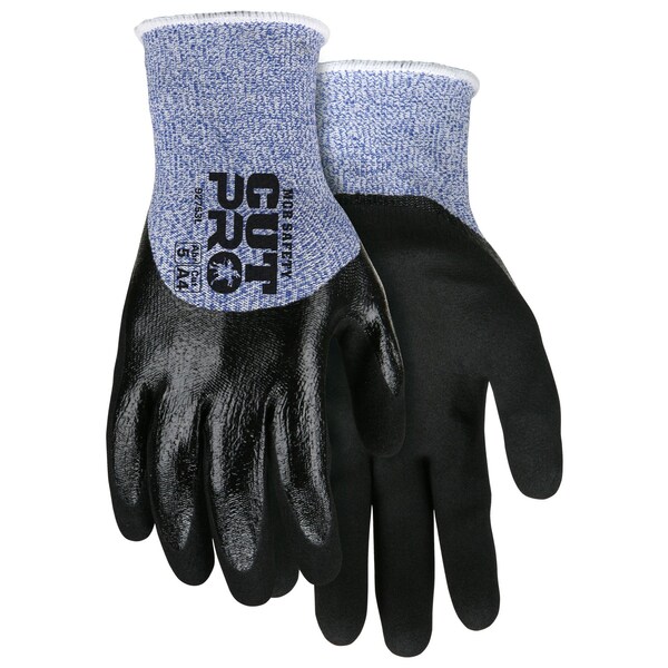 Mcr Safety Gloves, 13 Ga Blue/White HPPE/Glass, Blk Nitrile, XS, 12PK 92753XS - main